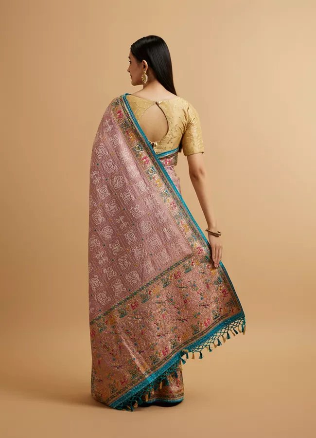 Engagement Glory Purple Silk Saree with Embroidery and Zari - Image 3